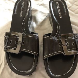 Michael Shannon brown buckle slides